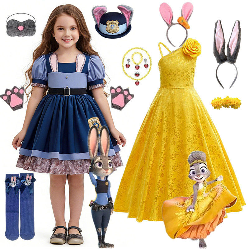 女童疯狂动物城2朱迪警官兔子连衣裙儿童人物扮演服装cosplay裙子