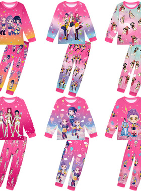 儿童秋冬长袖长裤套装K-POP猎魔女团中大童女孩家居服休闲两件套