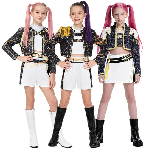 k-pop猎魔女团打歌服女童zoey米拉mira鲁米rumi万圣节儿童cos服装