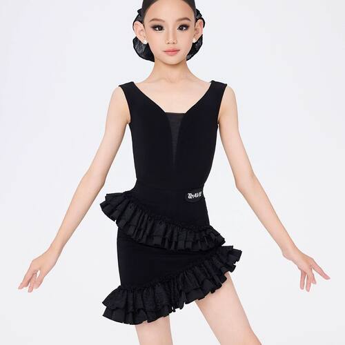 拉丁舞练习套装2026新款表演服女童亮片短裙高级国标舞服