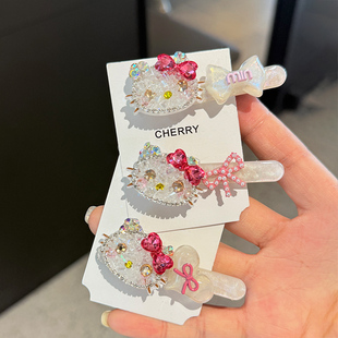 精致发饰满钻hellokitty发夹女醋酸刘海夹碎发整理夹子头饰边夹女