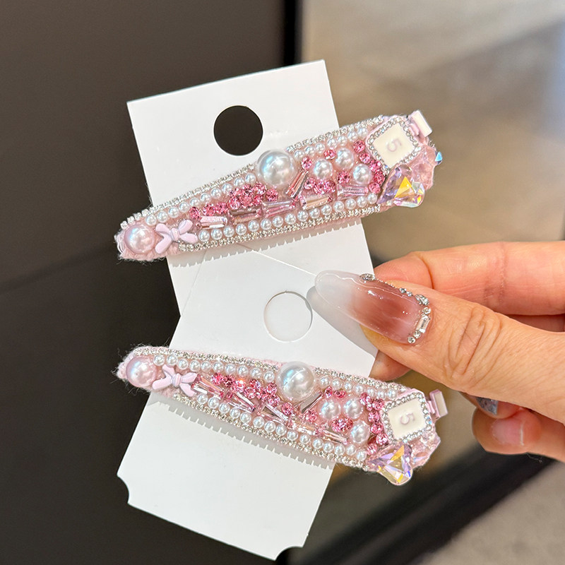 2026新款满钻简约气质精致粉色BB夹东大门闪钻珍珠侧边夹子发卡女,饰品/流行首饰/时尚饰品新,发饰,淘宝优惠券,粉丝福利购,淘宝优惠卷