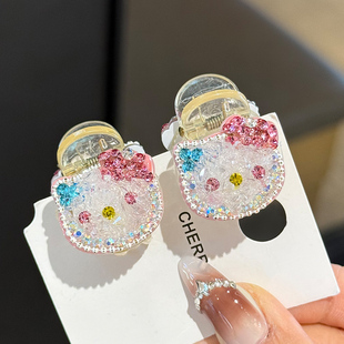 精致公主头小号抓夹满钻hellokitty可爱发夹女刘海小抓夹半抓发饰