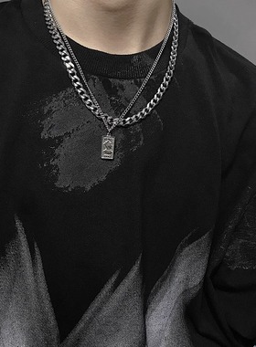 双层钛钢项链欧美风小众设计百搭