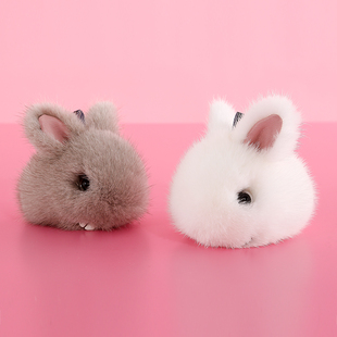 包包挂饰挂件水貂毛皮草小兔子挂件毛球毛绒挂饰钥匙扣可爱白色