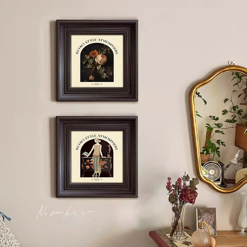 法式复古软装挂画高级感中古风卧室床头装饰画玫瑰花小众艺术壁画,家居饰品,现代装饰画,淘宝优惠券,粉丝福利购,淘宝优惠卷