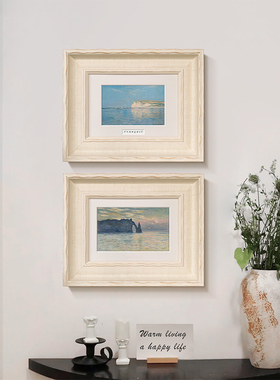 轻法式奶油风卧室床头挂画高级感客厅艺术装饰画莫奈世界名画壁画