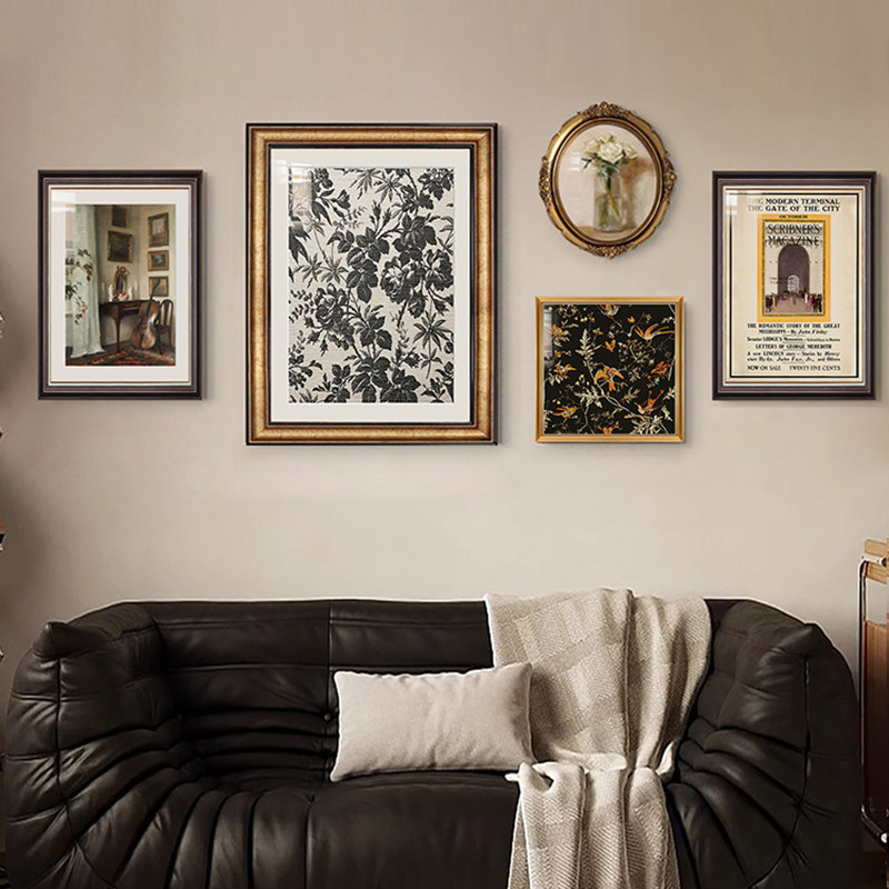 法式中古风挂画美式复古客厅沙发背景墙装饰画小众艺术组合油壁画,家居饰品,现代装饰画,淘宝优惠券,粉丝福利购,淘宝优惠卷