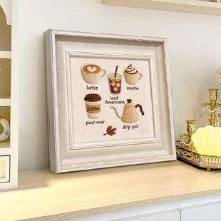 法式奶油风挂画餐厅高级感咖啡角装饰画奶茶店小众艺术餐边柜壁画