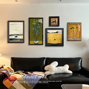 中古法式客厅装饰画小众艺术油画常玉复古组合挂画南洋中国风壁画