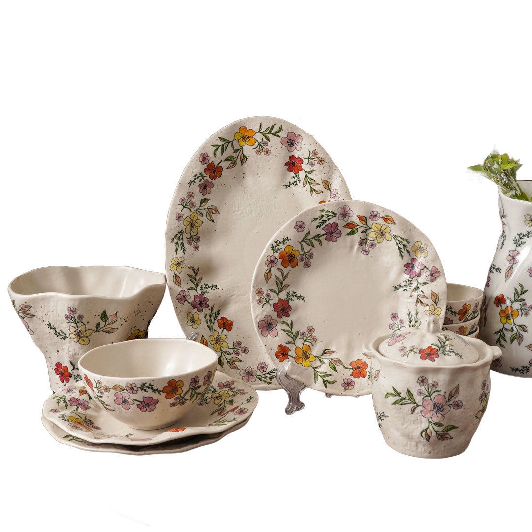 复古风釉下彩陶瓷餐具套装饭碗小清新ins风碗盘碟家用餐具送礼品,餐饮具,杯子套装/情侣对杯,淘宝优惠券,粉丝福利购,淘宝优惠卷