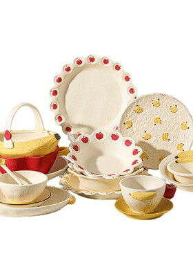 苹果香蕉陶瓷碗盘餐具套装盘子杯子汤碗可爱网红创意礼物餐具套装