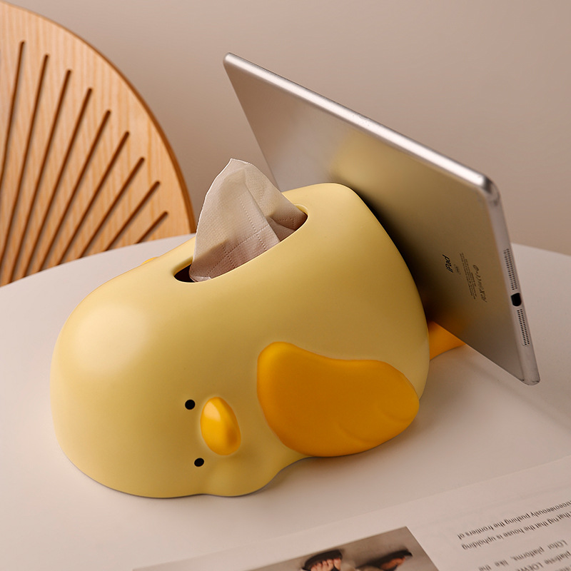贝汉美奶油风躺平鸭陶瓷纸巾盒抽纸盒家居情人节送对象装饰品摆件