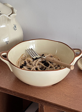 穆尼不规则泡面碗双耳碗大汤碗酸奶沙拉碗水果碗陶瓷ins风高颜值