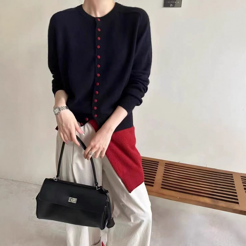 温柔风高领单排扣纯色针织开衫女2025秋冬季新款宽松百搭毛衣上衣,女装/女士精品,毛针织衫,淘宝优惠券,粉丝福利购,淘宝优惠卷