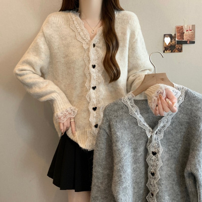 2025早秋季新款法式蕾丝边拼接领