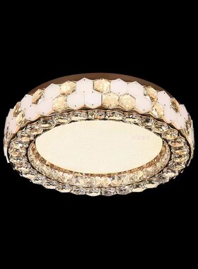 高定水晶卧室吸顶灯LED三色变光 50CM 10-15平主卧书房吸顶玻璃灯