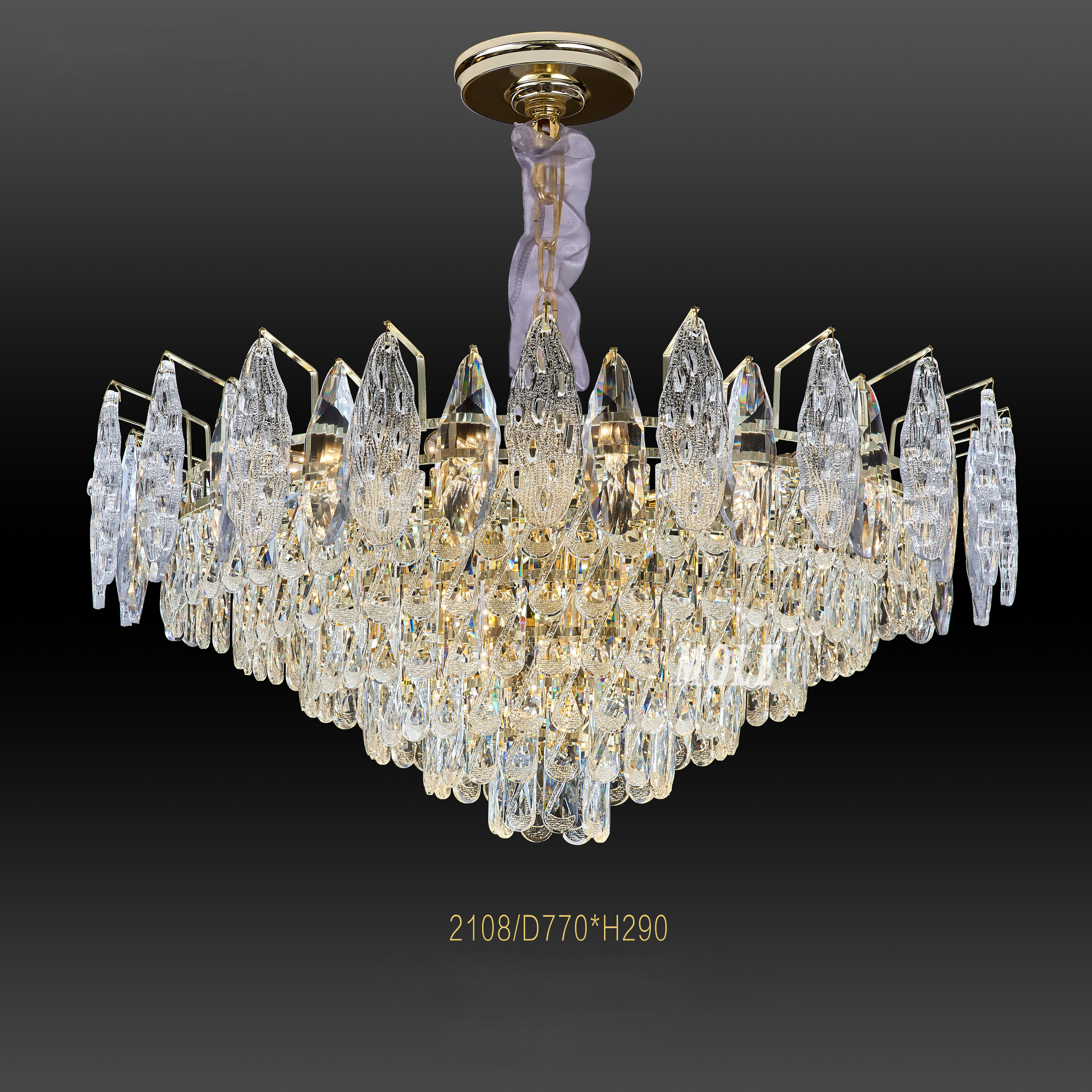 2025新品实体品质轻奢水晶吊灯客厅主灯现代简约大气餐厅灯具金色