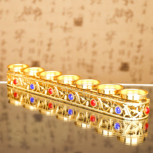 酥油灯座供佛灯七星莲花供灯蜡烛灯架家用烛台居家供奉上供摆件