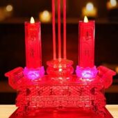 仿真摇摆LED高档香炉家用插电观音财神一体香烛电子蜡烛灯带火苗