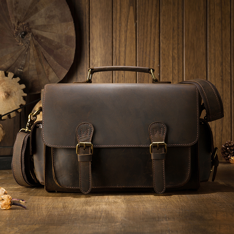 手工疯马皮复古手提包男包头层牛皮邮差包真皮单肩斜挎单反相机包,箱包皮具/热销女包/男包,男士包袋,淘宝优惠券,粉丝福利购,淘宝优惠卷