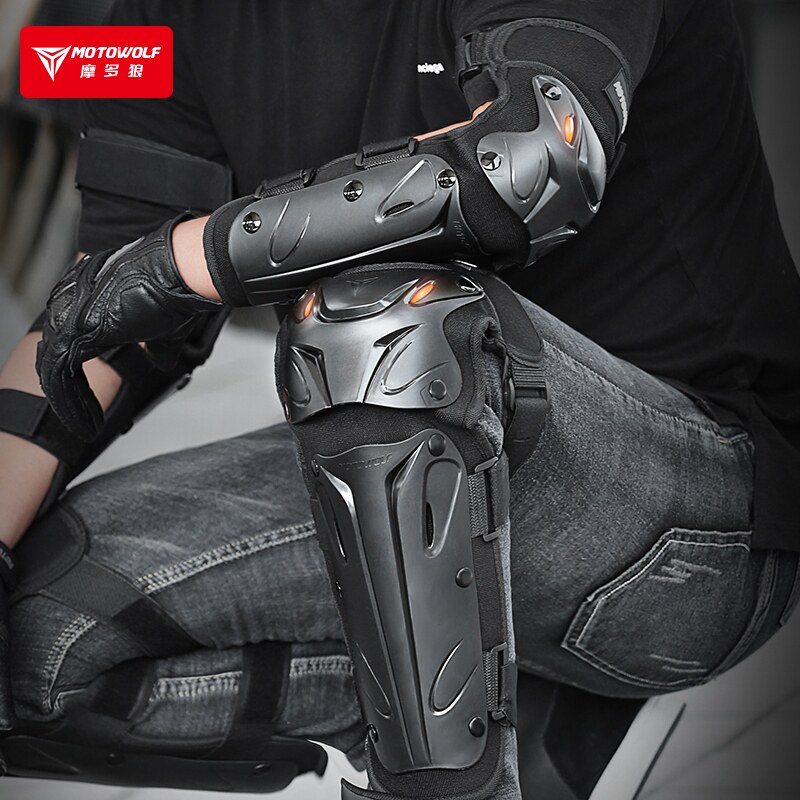 春夏季摩托车护膝透气反光骑车膝盖护腿套机车骑行电动车防摔护具