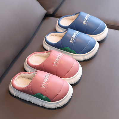 休闲一家三口冬季PU皮面家居鞋