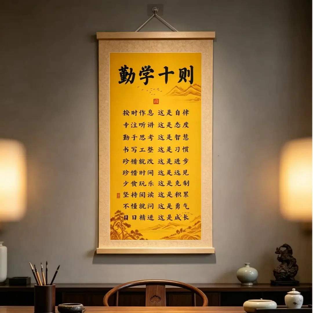 勤学十则家规学生书房客厅字画