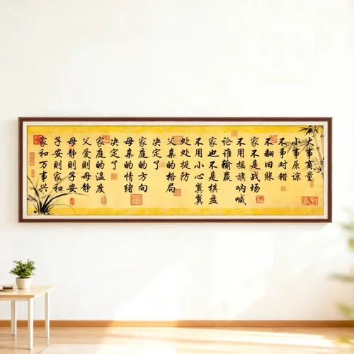 齐家欢和乐一家自粘画沙发背景画
