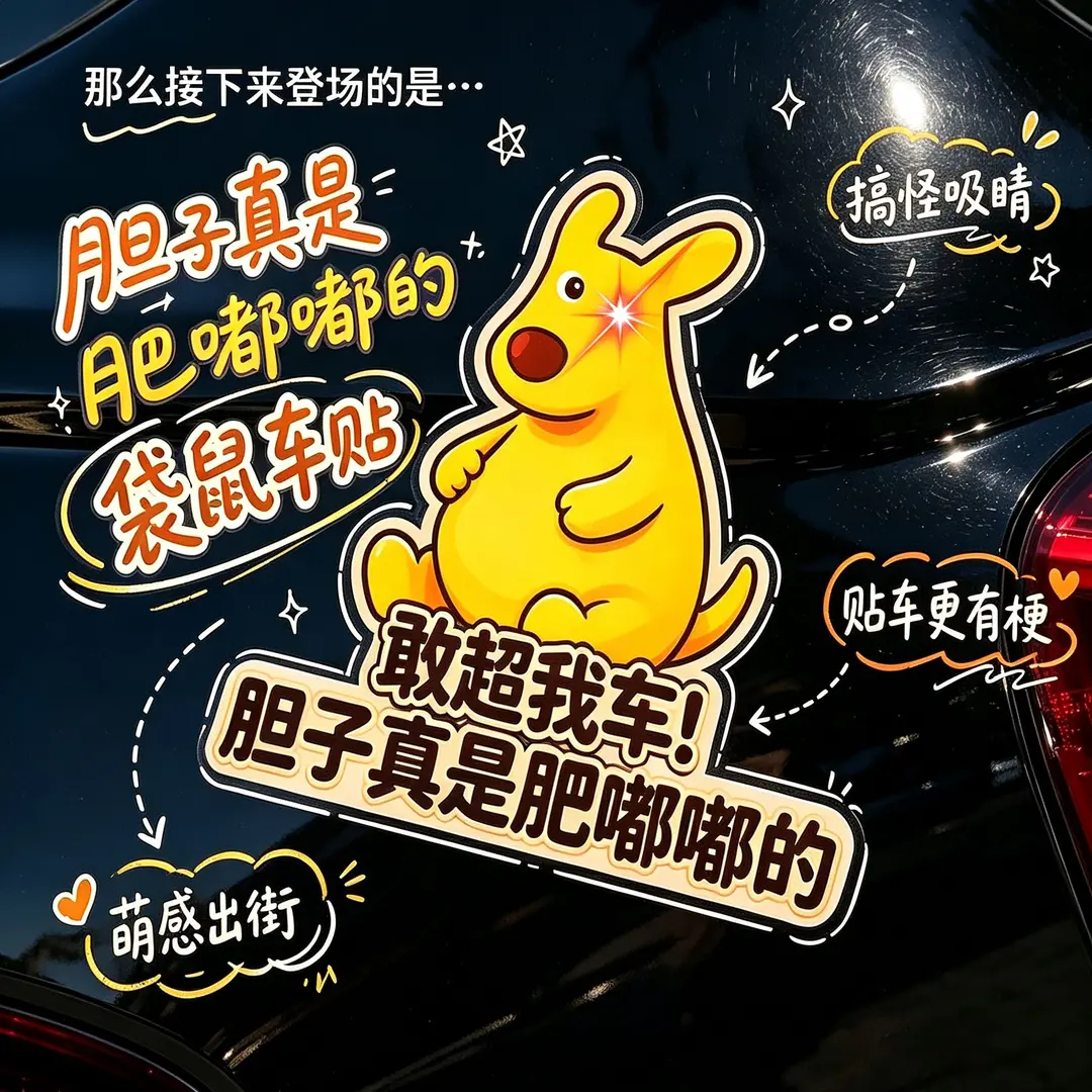 可乐胆子真是肥嘟嘟美团袋鼠车贴