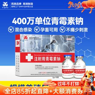 注射用青霉素钠兽用针剂猪丹毒牛羊呼吸道肠道混合感染兽药400万