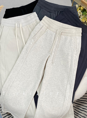 绝绝子~scuba瑜伽阔腿裤女士秋冬加绒保暖高腰抽绳运动休闲直筒裤