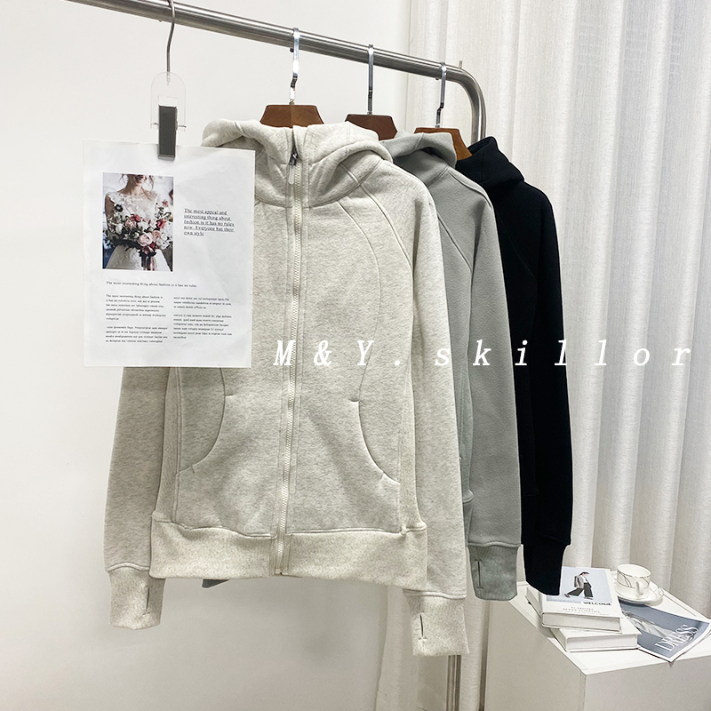 lulu加绒瑜伽外套外穿修身显瘦