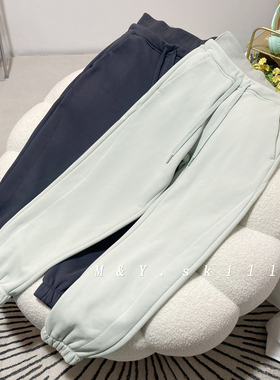 极简主义!scuba双层高腰加绒加厚束脚休闲运动裤女冬缩脚保暖卫裤