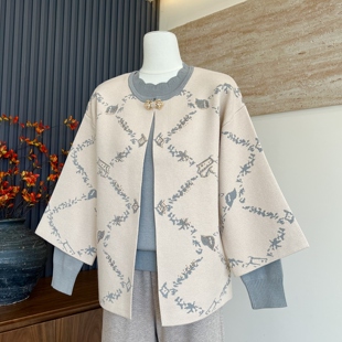 时尚秋季新款妈妈装针织开衫真两件气质秋冬装中老年女士毛衣套装