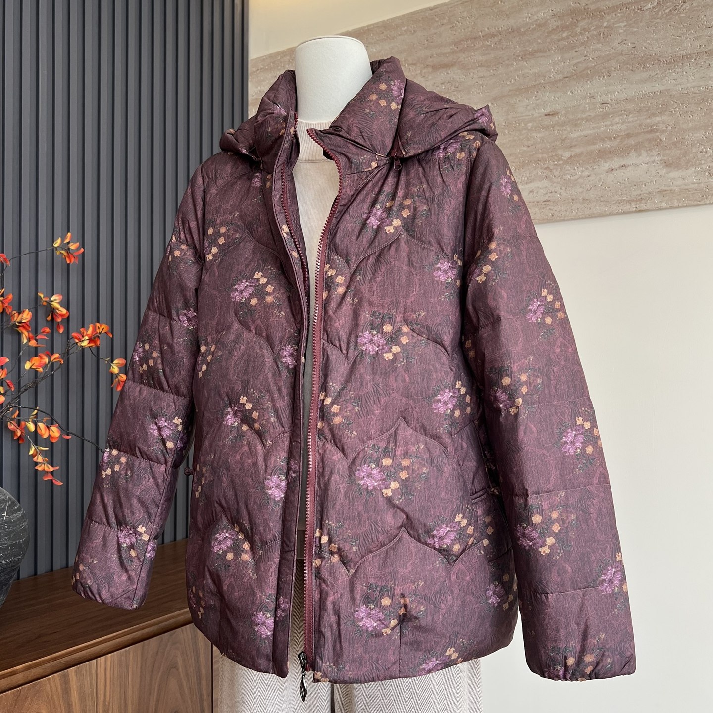 时尚妈妈装冬季新款连帽羽绒服开衫90白鸭绒中老年女奶奶保暖外套