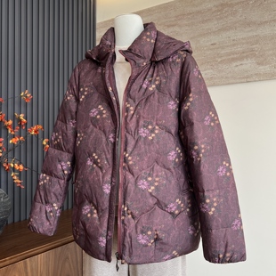 时尚妈妈装冬季新款连帽羽绒服开衫90白鸭绒中老年女奶奶保暖外套