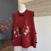 针织开衫 秋季 马甲老太太洋气上衣中老年女气质国风马夹 新款 新中式