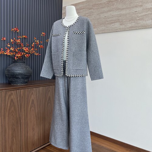 上衣外套中年女士松紧腰裤套装