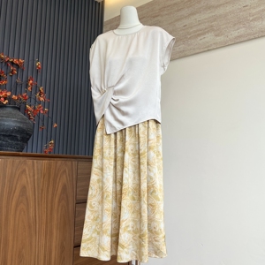 妈妈装夏季无袖上衣半身裙两件套