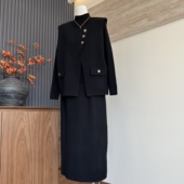 洋气妈妈装 针织衫 真三件装 时尚 松紧腰半身裙中老年女气质毛衣套装