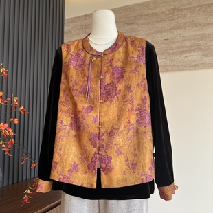 时尚新款妈妈装春季马甲内搭两件套新中式中老年女士气质国风套装