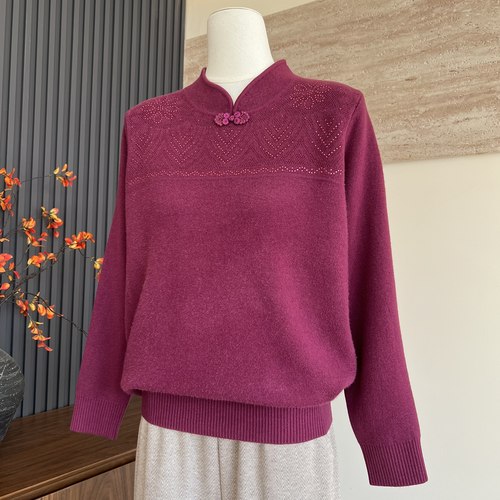 时尚新款妈妈装冬季针织上衣加绒