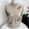 2023年秋季新款妈妈装针织绣花上衣时尚中老年秋冬半高领毛衣打底