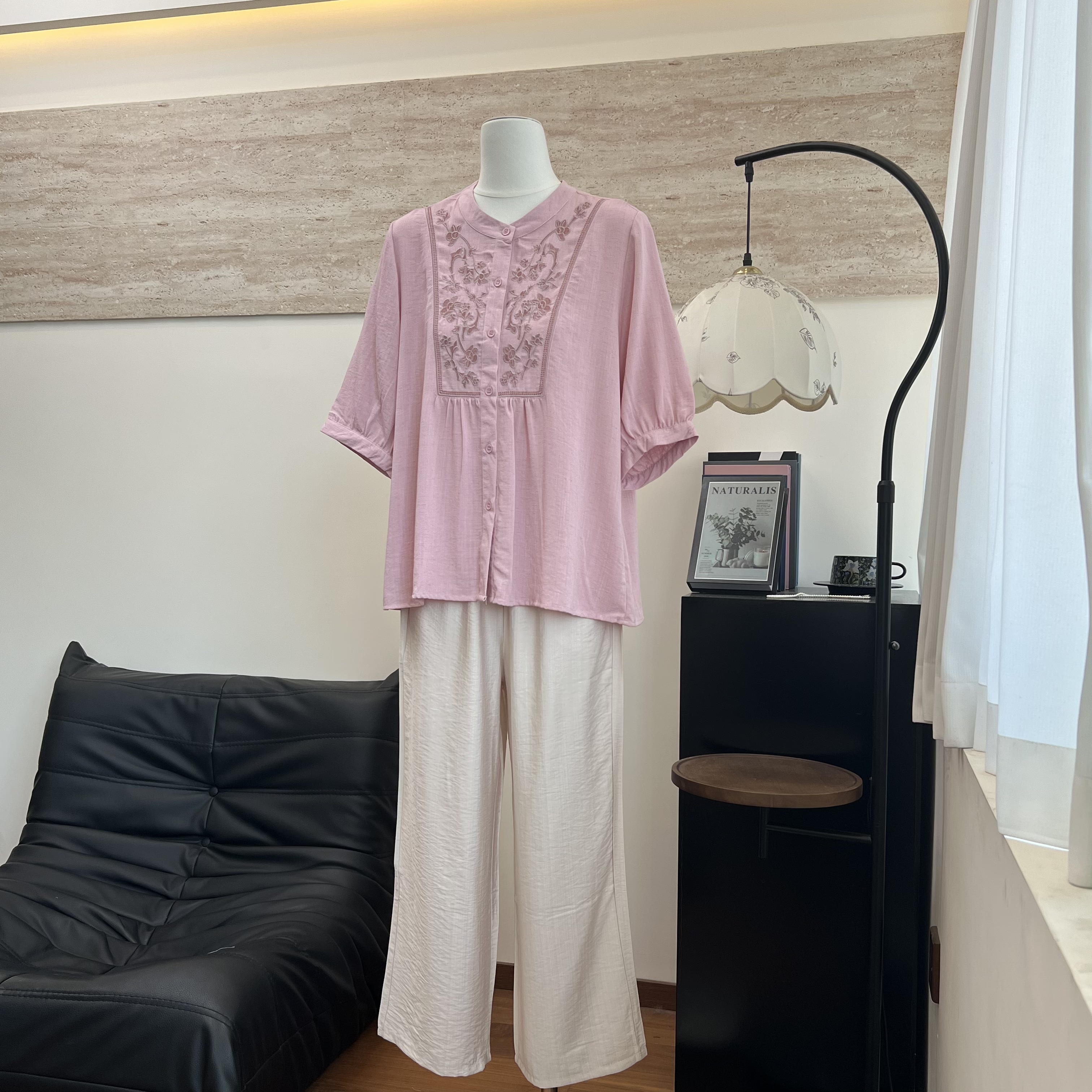 新款妈妈装夏季短袖圆领开衫套装