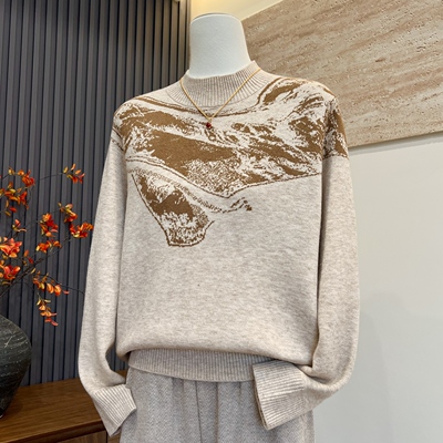 洋气新款妈妈装针织衫半高领上衣