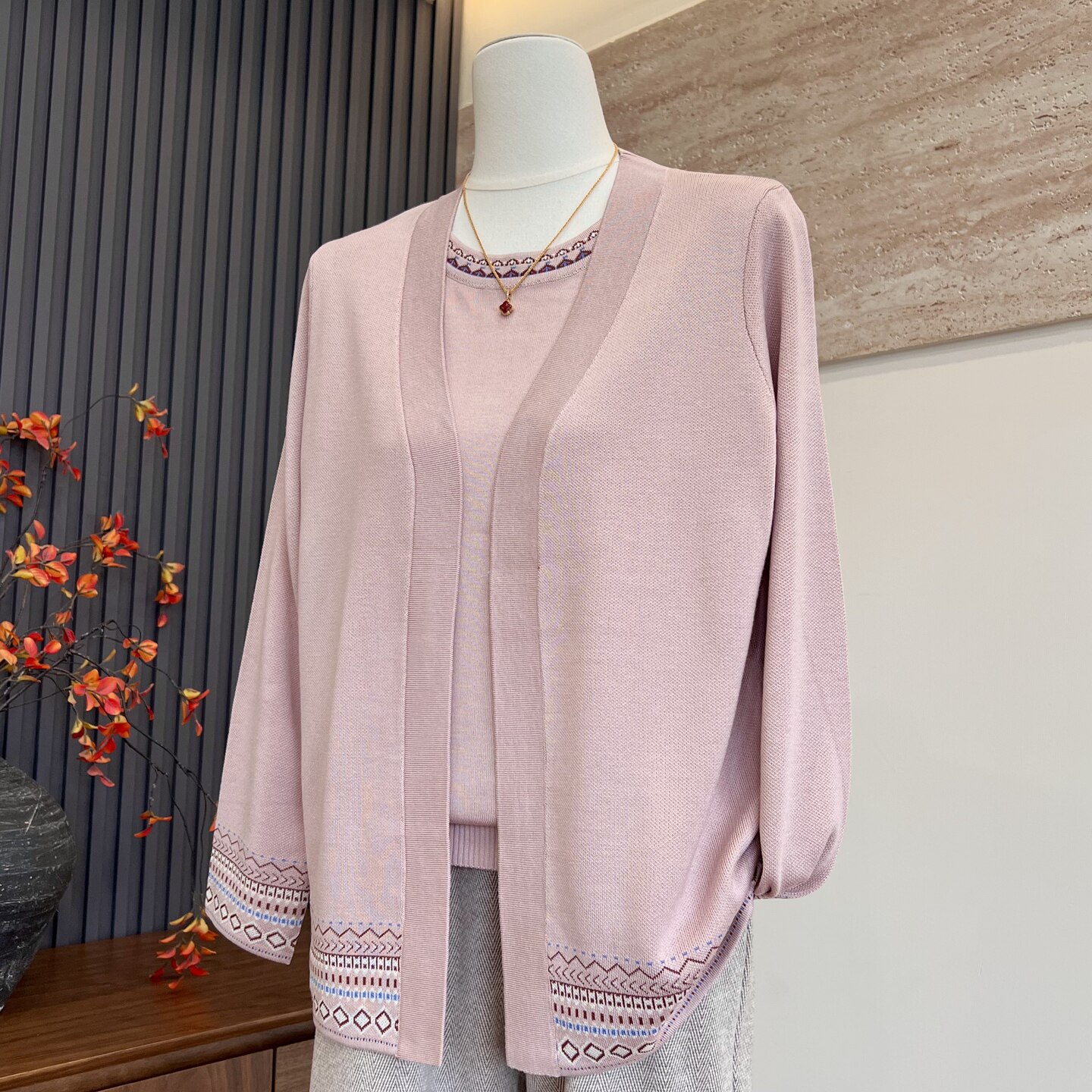 时尚新款妈妈装针织短袖T恤上衣长袖开衫中老年女显瘦春夏季套装