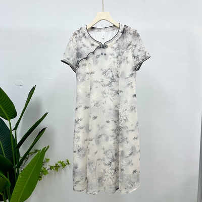 妈妈新中式时尚连衣裙夏季新款