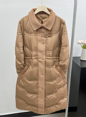 中年妈妈冬装中长款过膝羽绒服