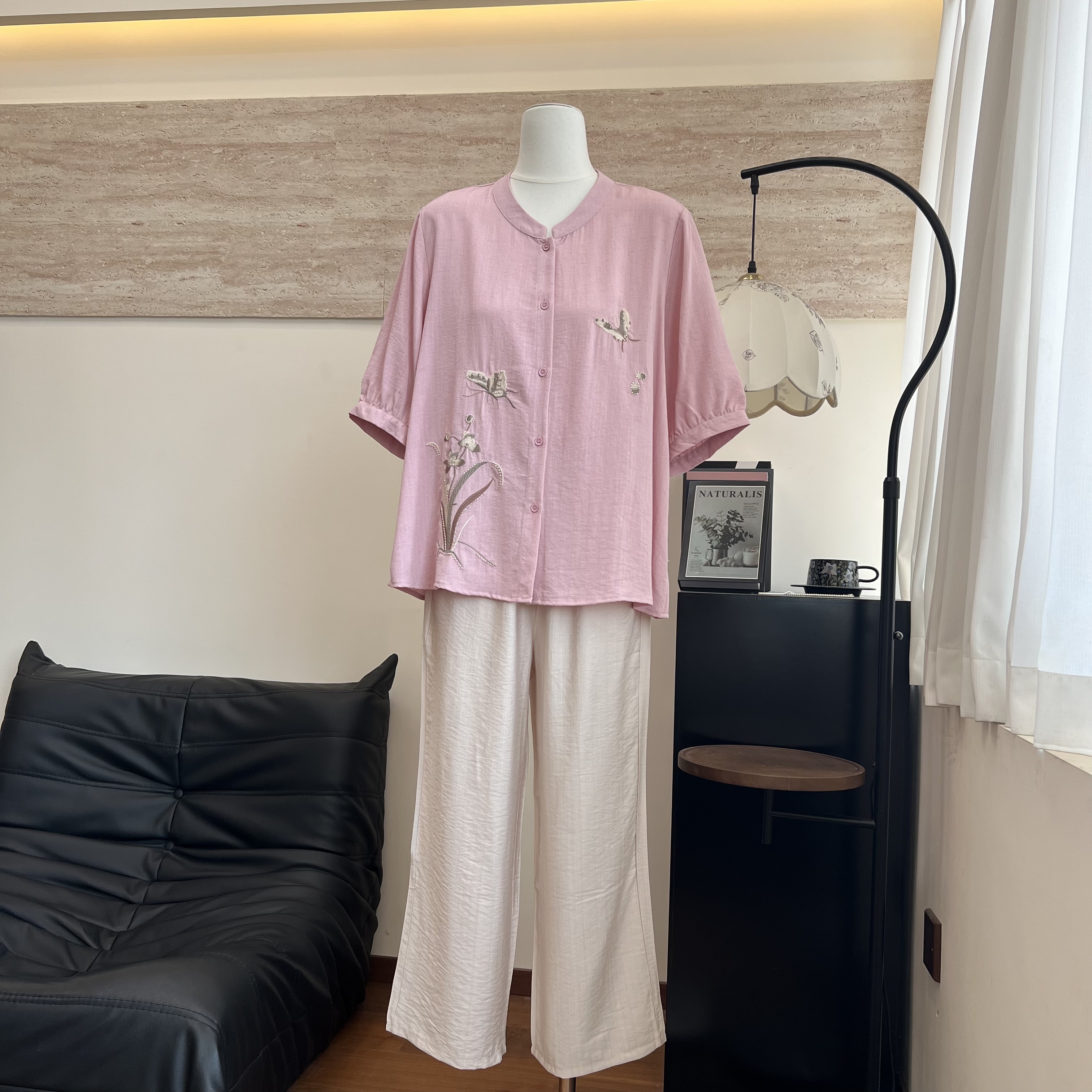妈妈装夏季开衫短袖棉T恤套装